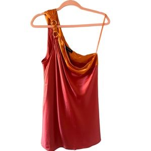 Coral Silk One Shoulder Top